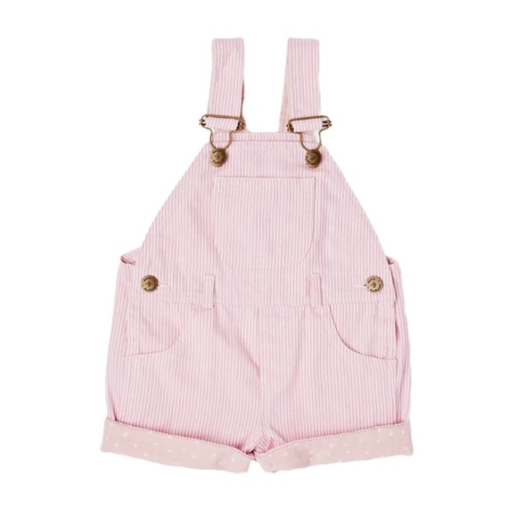 dotty dungarees Other - Dotty Dungarees Pink White Striped Cotton short Overalls Preppy 3-4